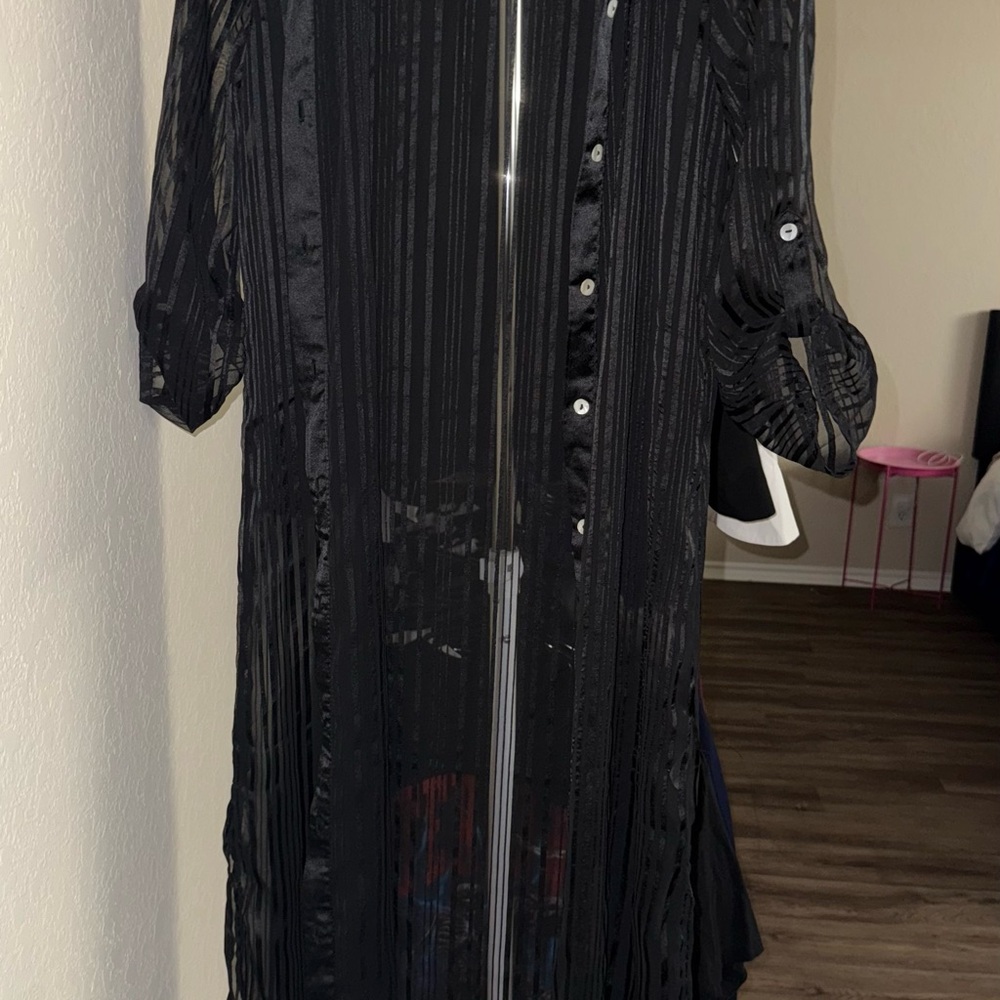 Black Sheer Button-Up Shirt